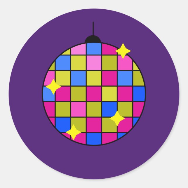 Retro 70 Disco Party Runder Aufkleber (Vorderseite)