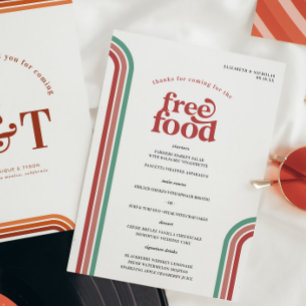 Retro 70 Streifen   Hochzeitsmenü Menükarte