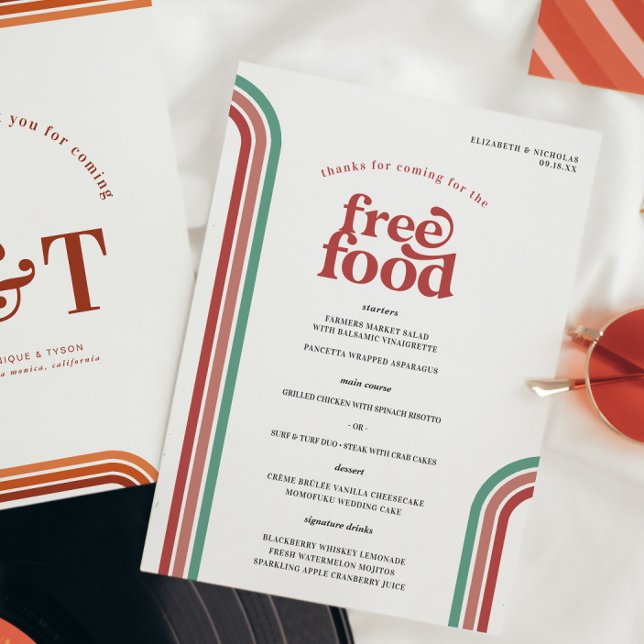 Retro 70 Streifen | Hochzeitsmenü Menükarte (Von Creator hochgeladen)