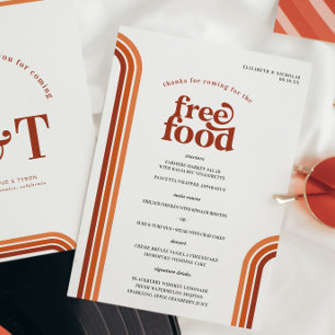 Retro 70 Streifen   Hochzeitsmenü Menükarte