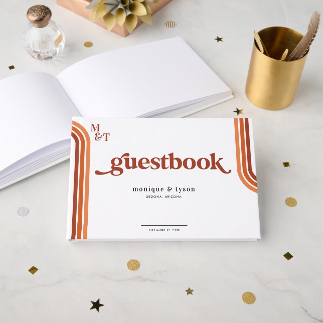 Retro-70 | Wedding Guest Book Gästebuch (Vorderseite Offen)