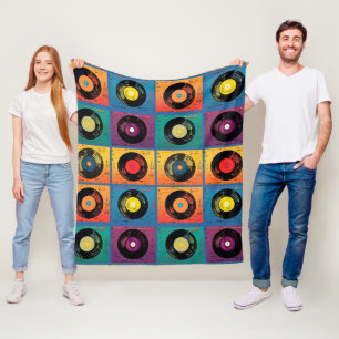 Retro 70er 60er Jahre Vinyl-Schallplattenalbum Fleecedecke