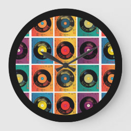 Retro 70er 60er Vinyl Record Album Große Wanduhr