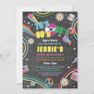 Retro 70er 80er 90er Geburtstag Vintage Disco-Part Einladung