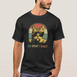 Retro 70er 80er 90s Meowy Katze ich tun, was ich w T-Shirt