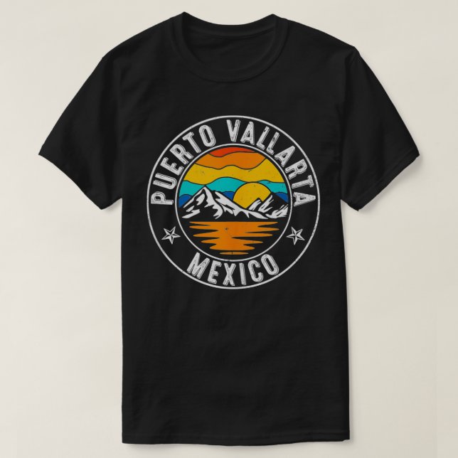 Retro 70er 80er Puerto Vallarta Mexiko T-Shirt (Design vorne)