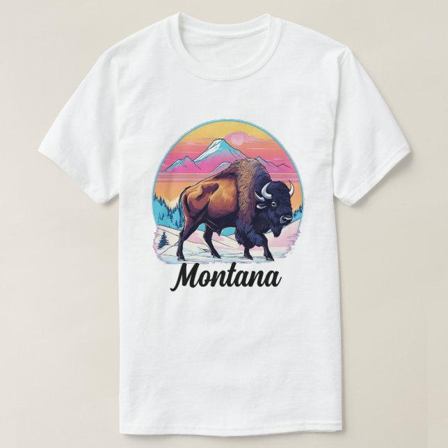 Retro 70er Bison Design T-Shirt (Design vorne)