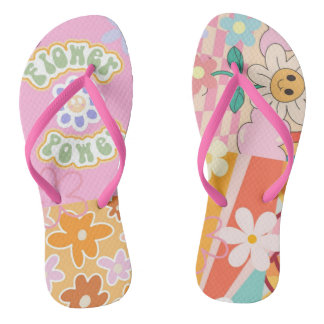 Retro 70er Blume Power Beach Flip Flops anpassen