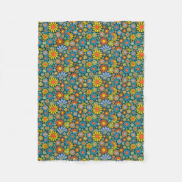 Retro/70er Blumen-Power Fleecedecke