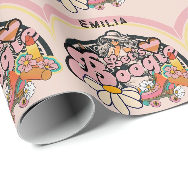 Retro 70er Bogie Disco Tassino Geschenkpapier (Rolleneckpunkt)