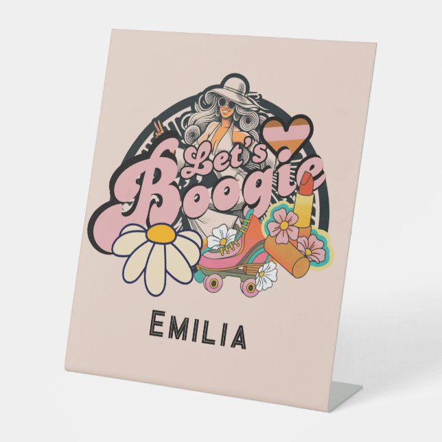 Retro 70er Bogie Disco Tassino Sockelschild (Vorderseite)