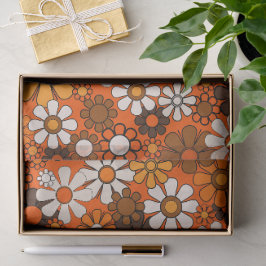 Retro 70er Boho Blumen Braun Orange Seidenpapier