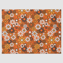 Retro 70er Boho Blumen Braun Orange Seidenpapier