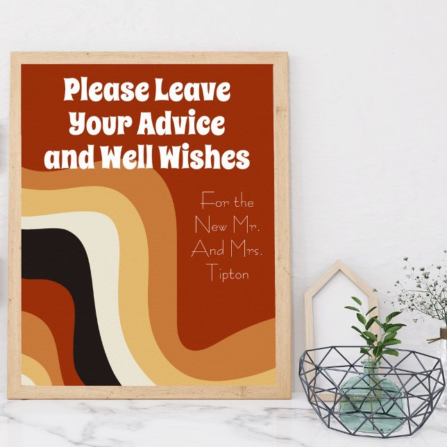 Retro 70er Boho Wedding Advice & Well Wishings Poster (Von Creator hochgeladen)