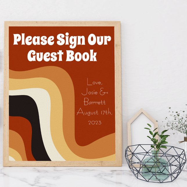 Retro 70er Boho Wedding Sign Our Guest Book Poster (Von Creator hochgeladen)