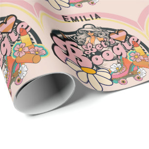 Retro 70er Boogie Disco Tanz Junggesellinnenabschi Geschenkpapier