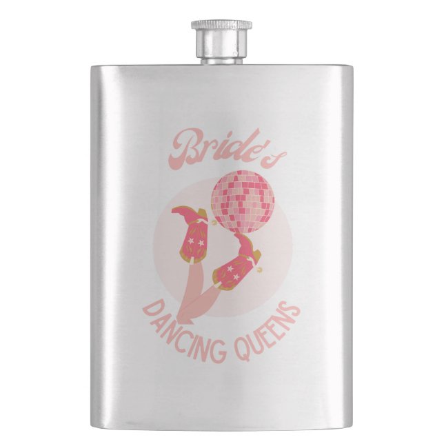 Retro 70er Braut Dancing Queens Junggesellinnenabs Flachmann (Vorderseite)