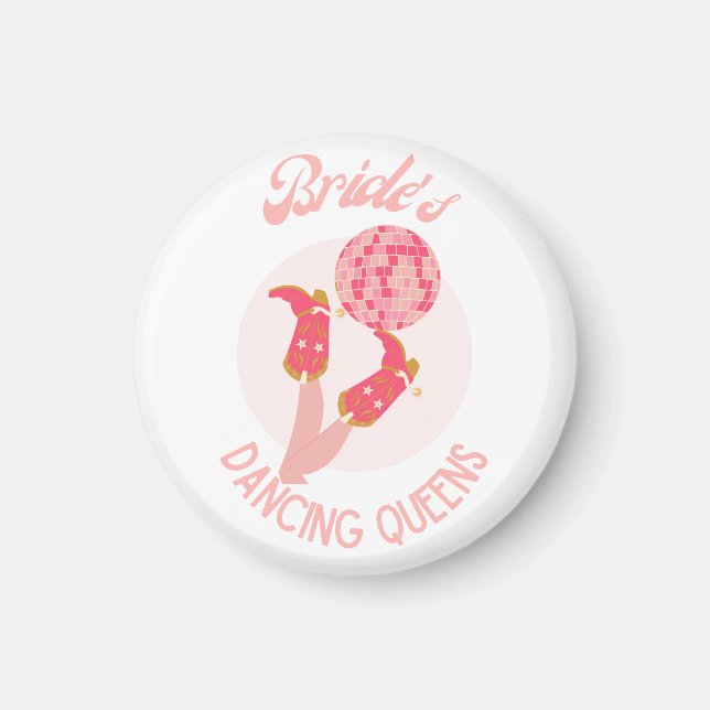 Retro 70er Braut Dancing Queens Junggesellinnenabs Magnet (Vorne)