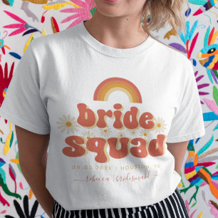 Retro 70er Braut Squad Brautjungfer Name Junggesel T-Shirt