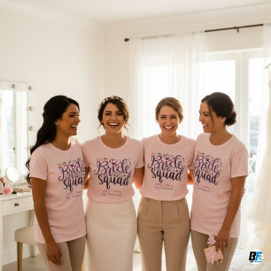Retro 70er Bride Squad Bridesmaid Name Bachelorett T-Shirt