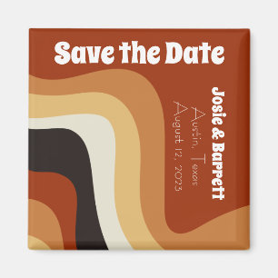 Retro 70er Burnt Orange Groovy Save the Date Magnet