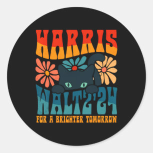 Retro 70er Cat Lady Harris Wheimer 2024 für ein Br Runder Aufkleber