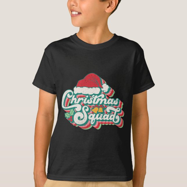 Retro 70er Christmas Squad Team Santa Family Match T-Shirt (Vorderseite)