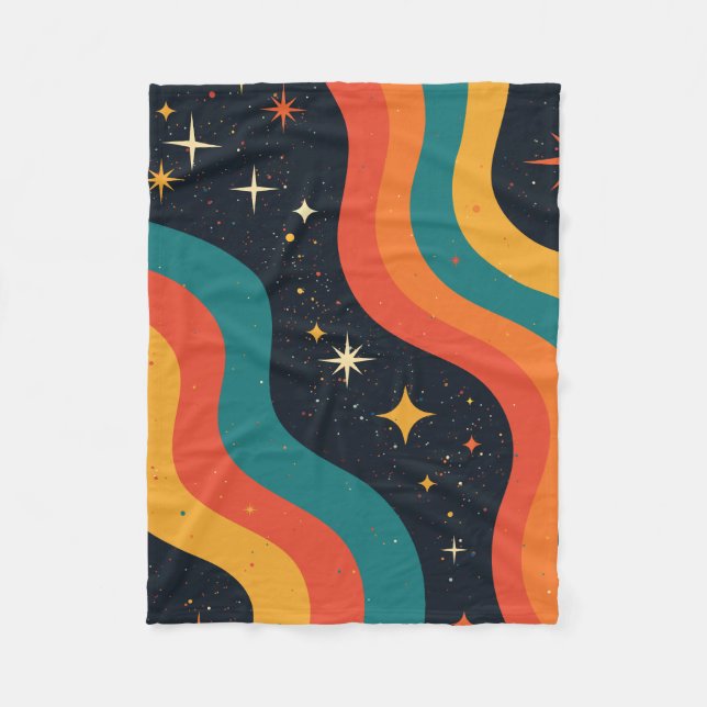 Retro-70er Cosmic Dream Groovy Wavy Design Fleecedecke (Vorderseite)