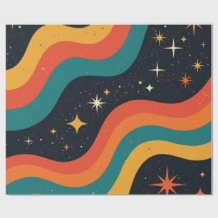 Retro-70er Cosmic Dream Groovy Wavy Design Geschenkpapier