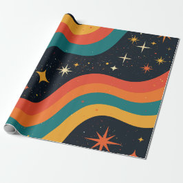 Retro-70er Cosmic Dream Groovy Wavy Design Geschenkpapier