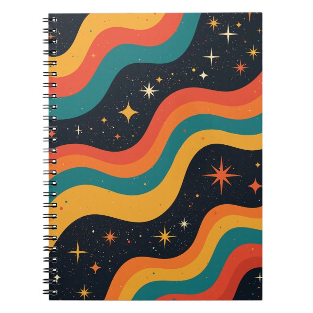 Retro-70er Cosmic Dream Groovy Wavy Design Notizblock (Vorderseite)