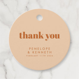 Retro 70er Design Brown Wedding Custom Vielen Dank Geschenkanhänger