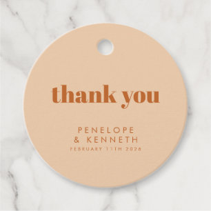 Retro 70er Design Brown Wedding Custom Vielen Dank Geschenkanhänger