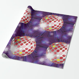 Retro 70er Disco-Kugel in leuchtendem Rot Geschenkpapier