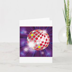 Retro 70er Disco-Kugel in leuchtendem Rot Karte