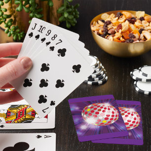 Retro 70er Disco-Kugel in leuchtendem Rot Spielkarten