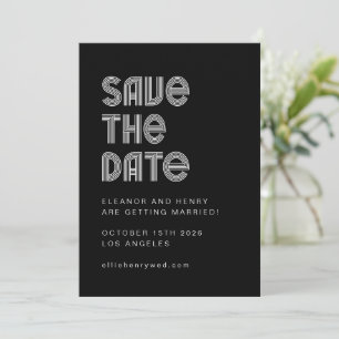 Retro 70er Disco Schriftart Einzigartiger Schwarz- Save The Date