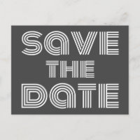 Retro 70er Disco-Stil Schwarz Weiß Save The Date