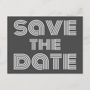 Retro 70er Disco Style Save the Date Schwarz-weiß Postkarte