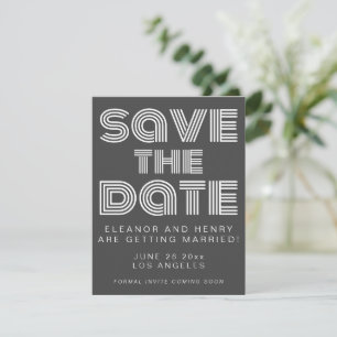 Retro 70er Disco Typografie Schwarz/Weiß Hochzeit Save The Date