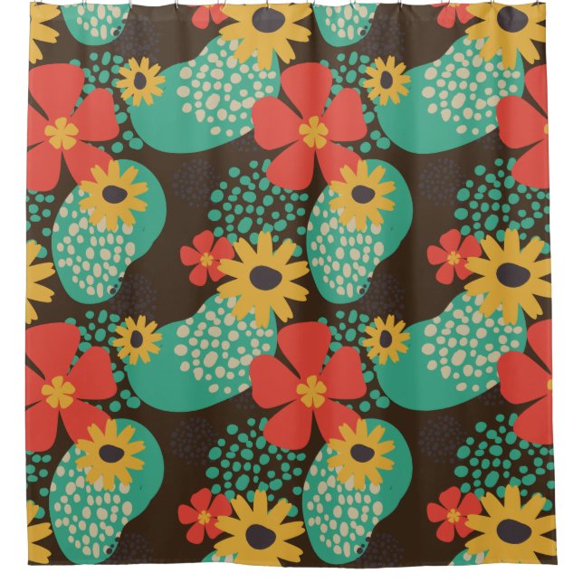 Retro 70er Duschvorhang (Vorderseite)