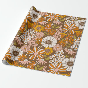 Retro 70er Floral Wrapping Paper Geschenkpapier