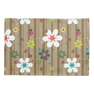Retro 70er Flower Power Hippie Blumenmuster Kissenbezug