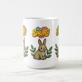 Retro 70er Frühling-Hasen Grafikdesign Kaffeetasse