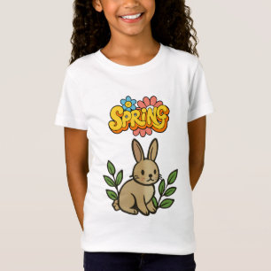 Retro 70er Frühling-Hasen Grafikdesign T-Shirt