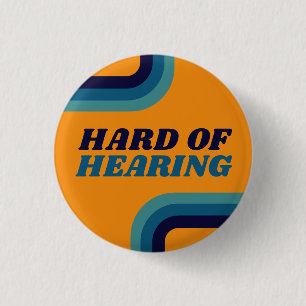 Retro 70er Gelbe blaue Linien schwer zu hören Button