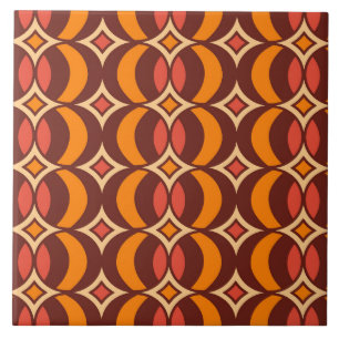 Retro 70er Geometric Globe Muster Herbst Fliese
