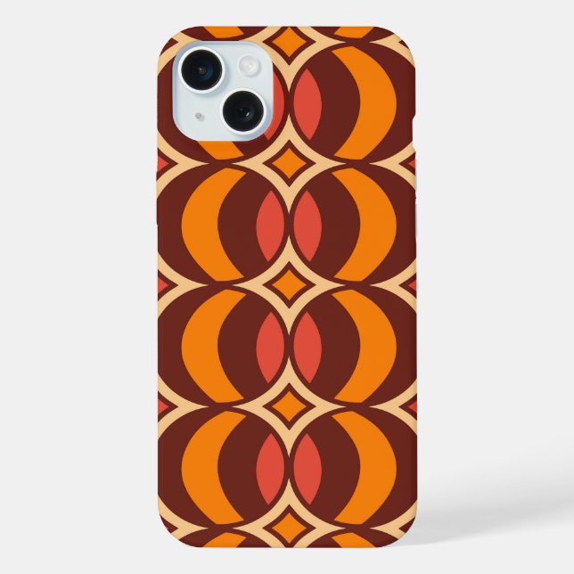 Retro 70er Geometric Globe Muster Herbst iPhone Hülle (Rückseite)