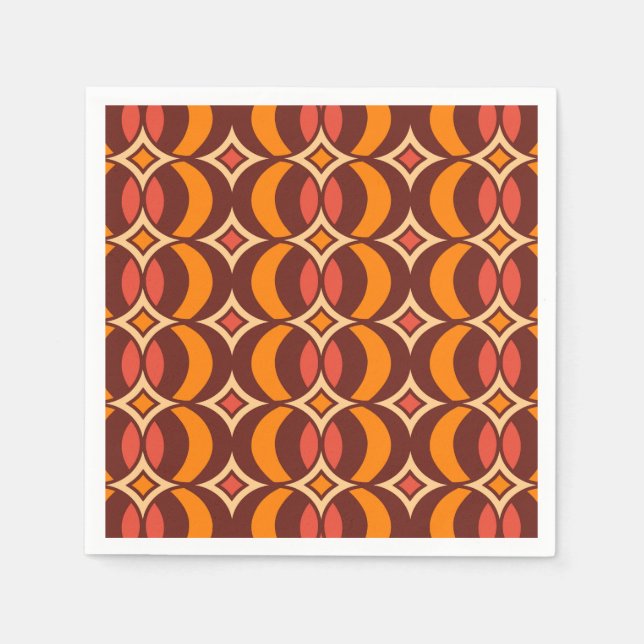 Retro 70er Geometric Globe Muster Herbst Serviette (Vorderseite)