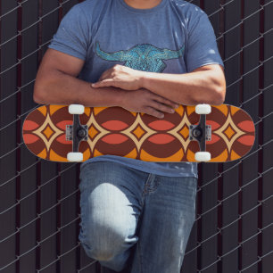 Retro 70er Geometric Globe Muster Herbst Skateboard